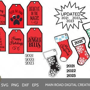 Paquete SVG de adornos de formas acrílicas actualizado 2021 2022 2023 - Medias y etiquetas - Archivos SVG para adaptarse a las formas acrílicas de 3rd Degree Laser Blanks