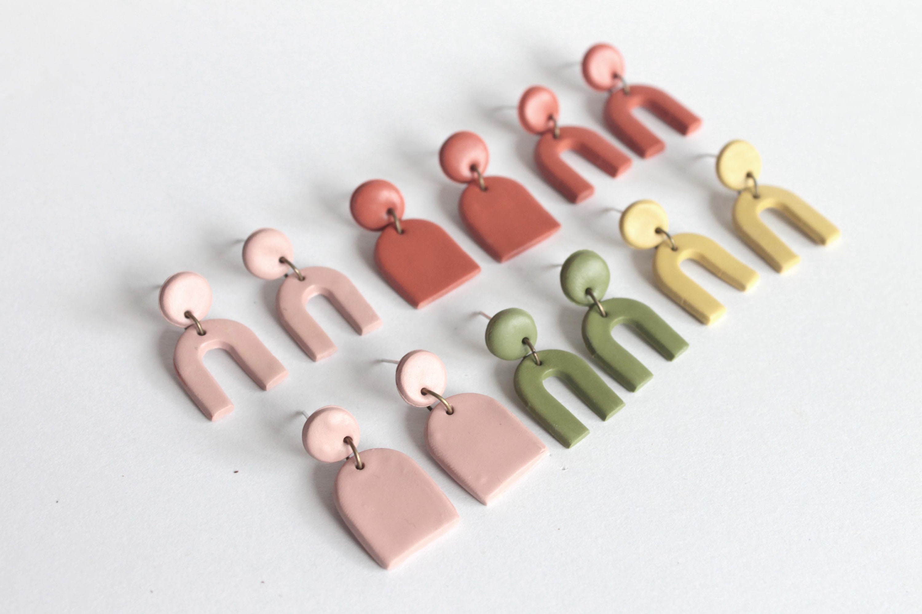 Monochrome Minimal Polymer Clay Earrings / Arch UShape Dangle Etsy