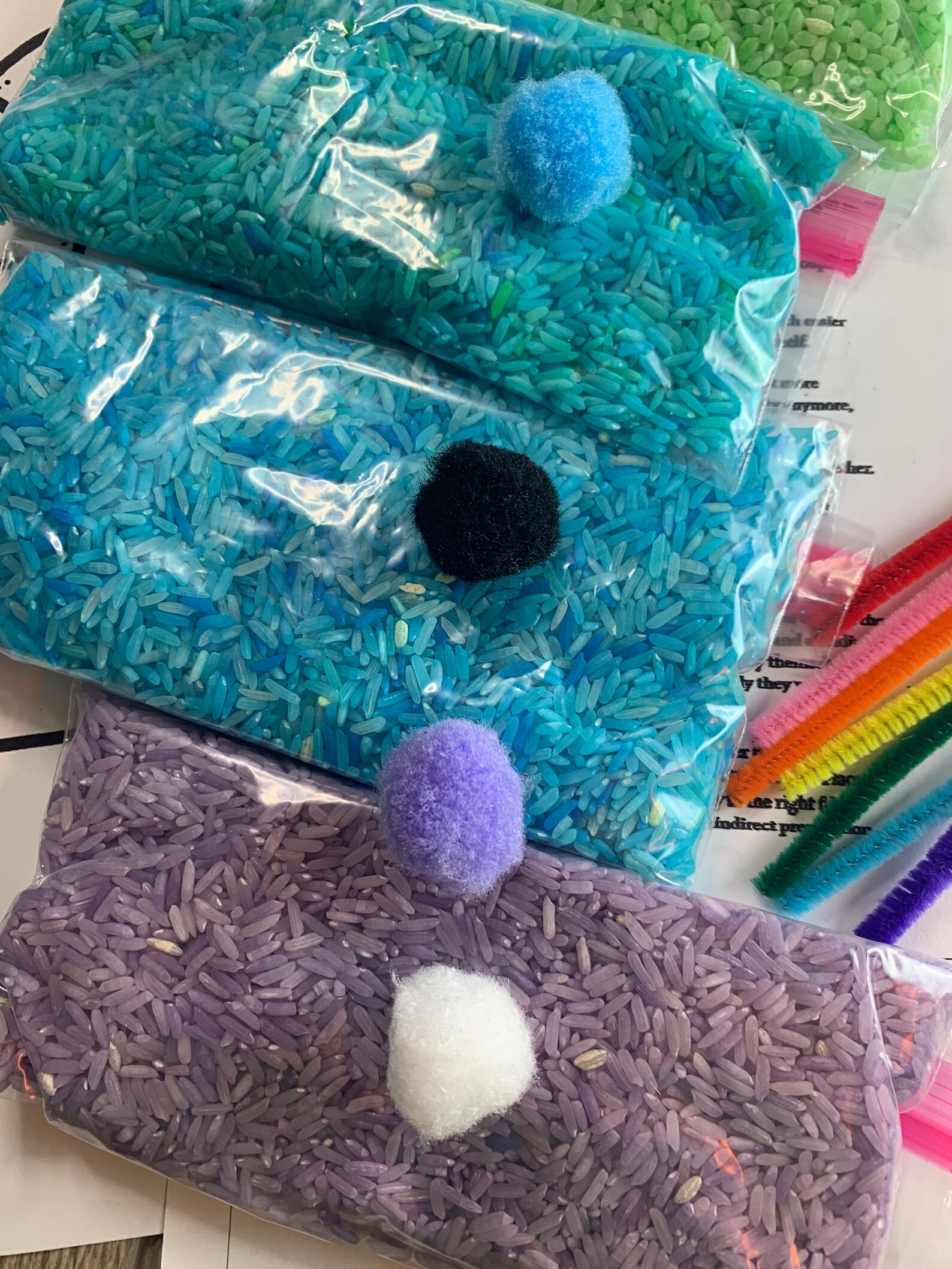 Rainbow Rice Sensory Play in a Bag / ABC / 123 / Educational Etsy