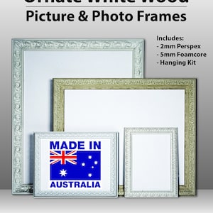 Extra Large Ornate White Timber Frames - A2, A1, A0, 16x20", 16x24", 20x24", 20x30", 24x36", B1, B2, B3, 20x20" Sizes