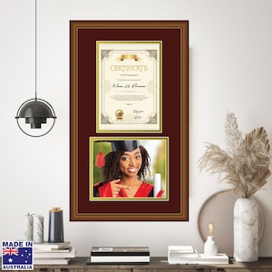 Certificate Frame - A4 Top Window + 8x10" Bottom Window - Double Mat