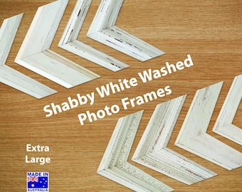 Extra Large Shabby White Washed Photo Frames - A2, A1, A0, 18x18", 20x20", 24x24", B3, B2, B1, 16x20", 16x24", 20x24", 20x30", 24x36"