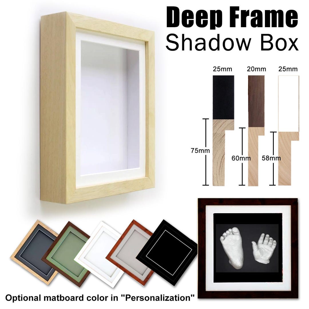 Shadow Box Deep Frames 3D Display Wooden Timber Deep Frame With Mat ...