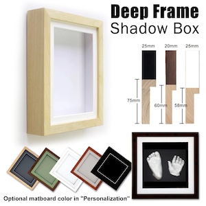 Wooden Shadow Box Deep Frame, Keepsake Display Case