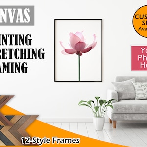 Customizable Personalized Family Photo Canvas Printing, Custom Canvas Stretching or Framing, 7 Color Frames