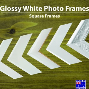 Square Glossy White Photo Frames Handmade Picture Frame for Wall Art - 8x8&quot;, 10x10&quot;, 12x12&quot;, 14x14&quot;, 16x16&quot;