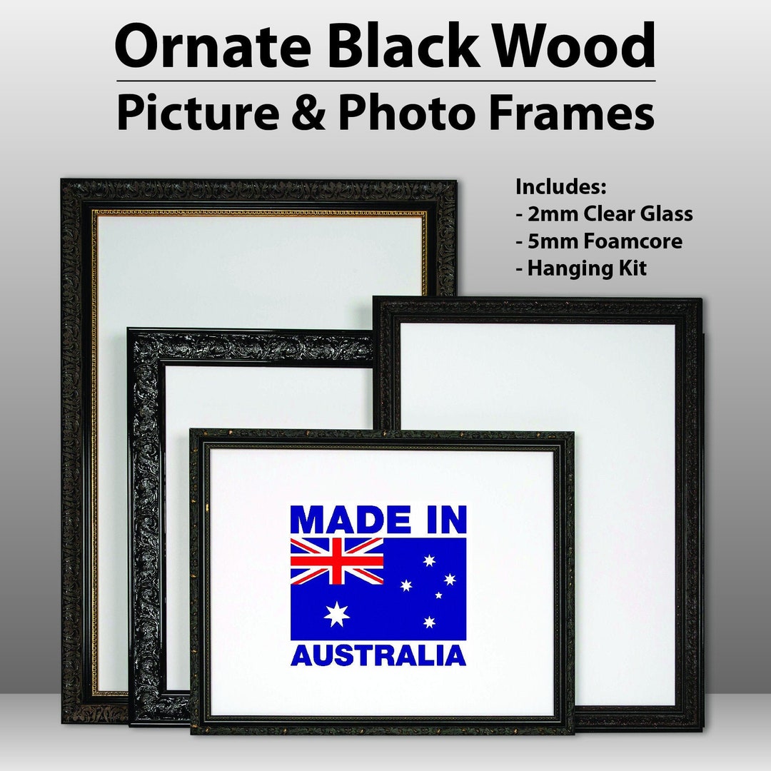 Ornate Black Timber Frames Wooden Photo Frames Home Office - Etsy Australia