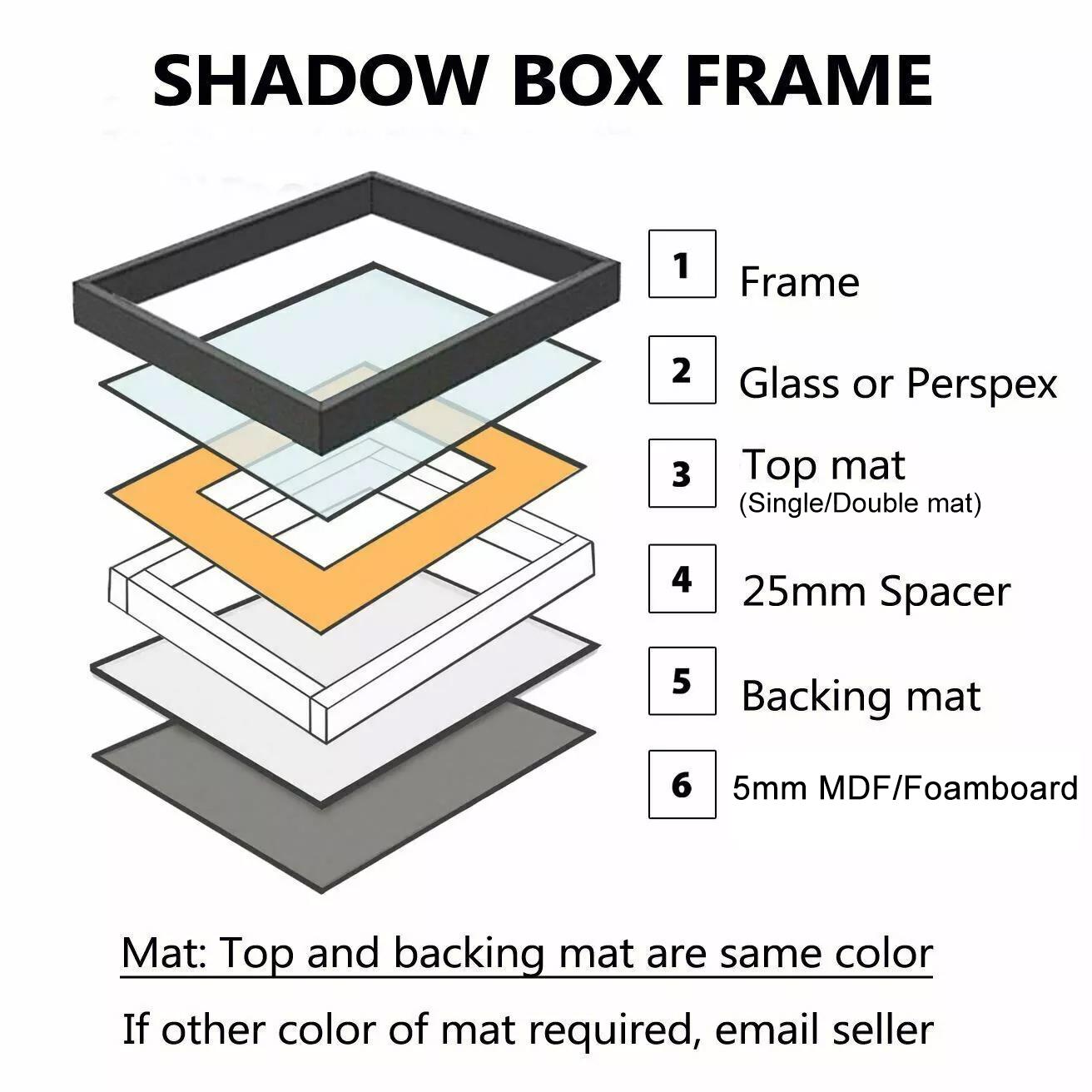 Embossed Shadow Box Frames 3D Display Wooden Timber Deep Frame With Mat ...