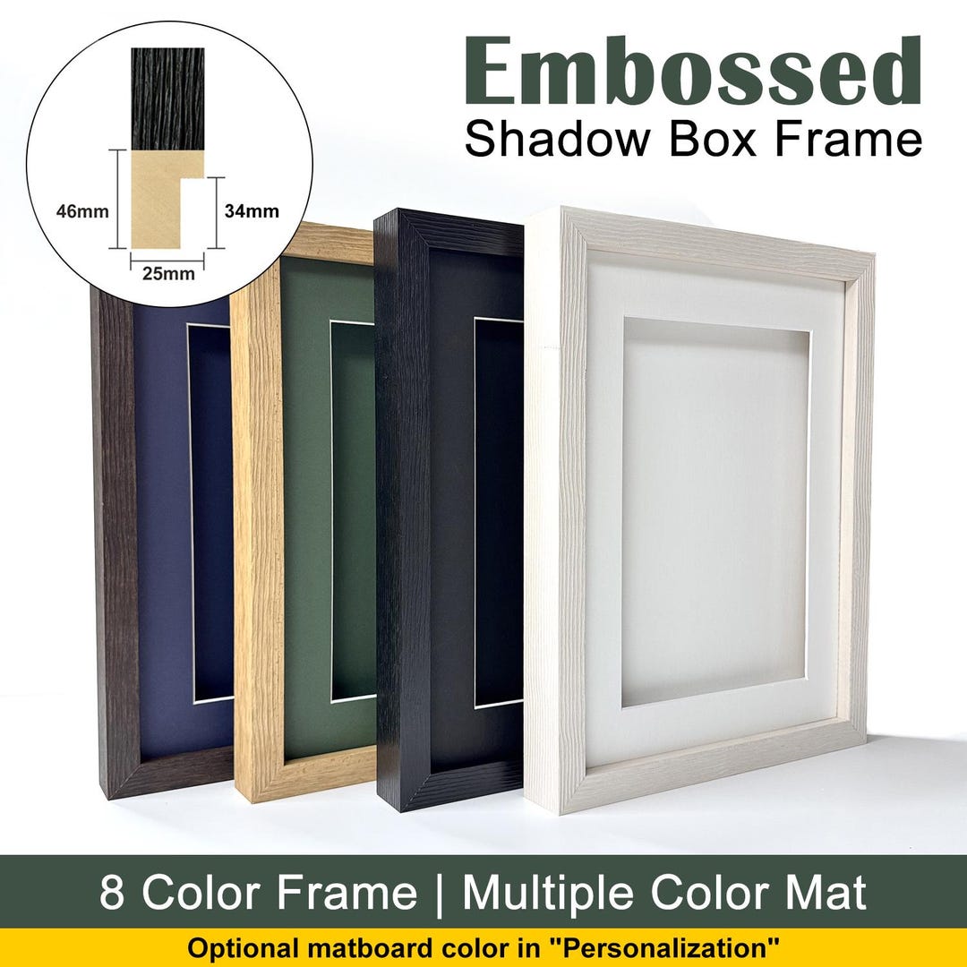 Embossed Timber Shadow Box Frame With Mat - Etsy