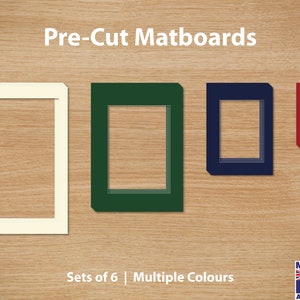 Pre-Cut Matboards PACK OF SIX - 500x700, A2, A3, A4 - Multiple Colours Available