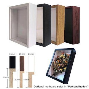 Deep Box Frames 3D Display Wooden Timber Deep Frame with Mat, Gift Home Office Decoration, Anniversary DIY Craft Memory Case