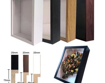 Deep Wooden Box Frame with Mat, Memory Display Case