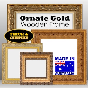 Ornate Gold Wooden Photo Frame, Handmade Timber Chunky Picture Frames