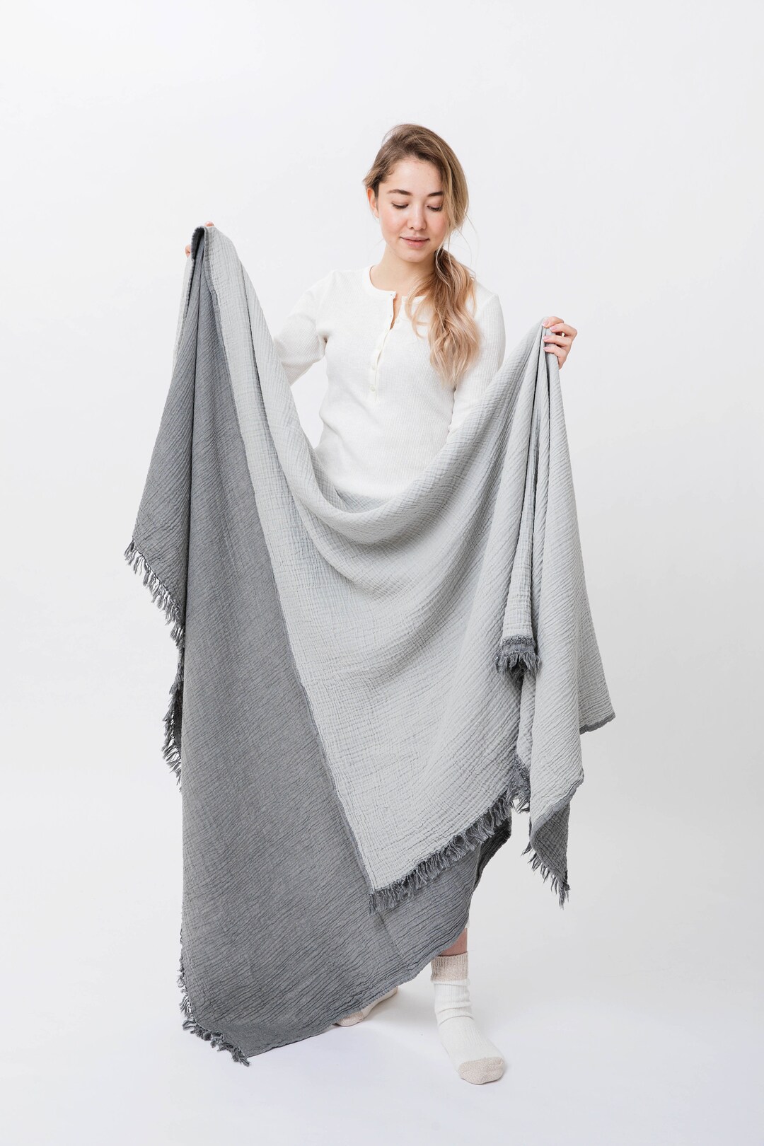 Cotton Muslin Charcoal Gray Blanket Organic Throw Blanket Etsy