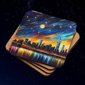 NYC Van Gogh Style Untersetzer mit Korkrückseite