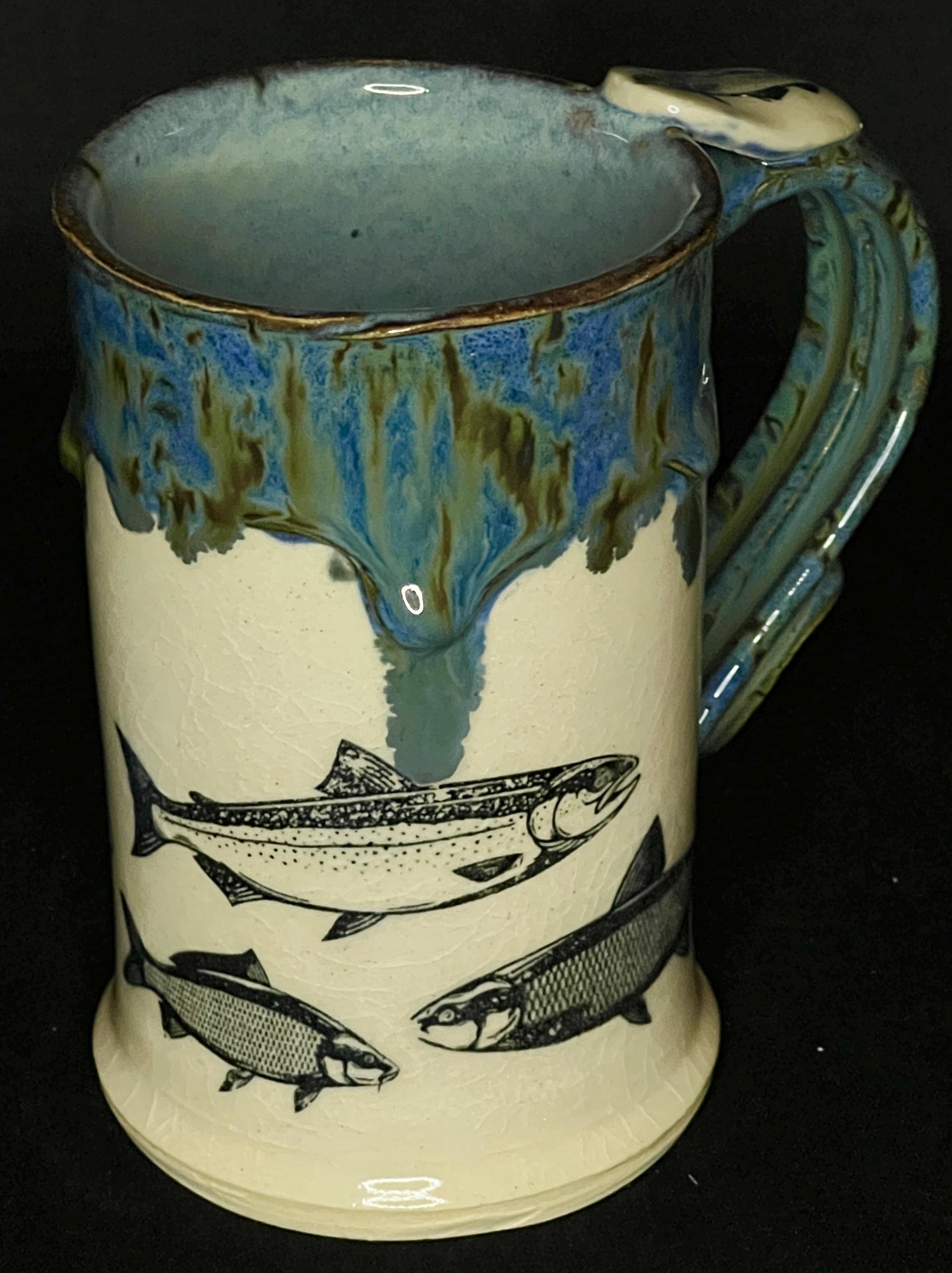Fish Stack Mug 14 Fl.oz. Fishing Print Mug With Printed Thumb Rest - Etsy