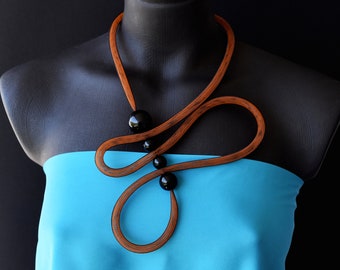 Curved unusual necklace, Copper and black necklace, Contemporary necklace, Fashion collar, Unusual necklace, Bohemian style collar, Necklace