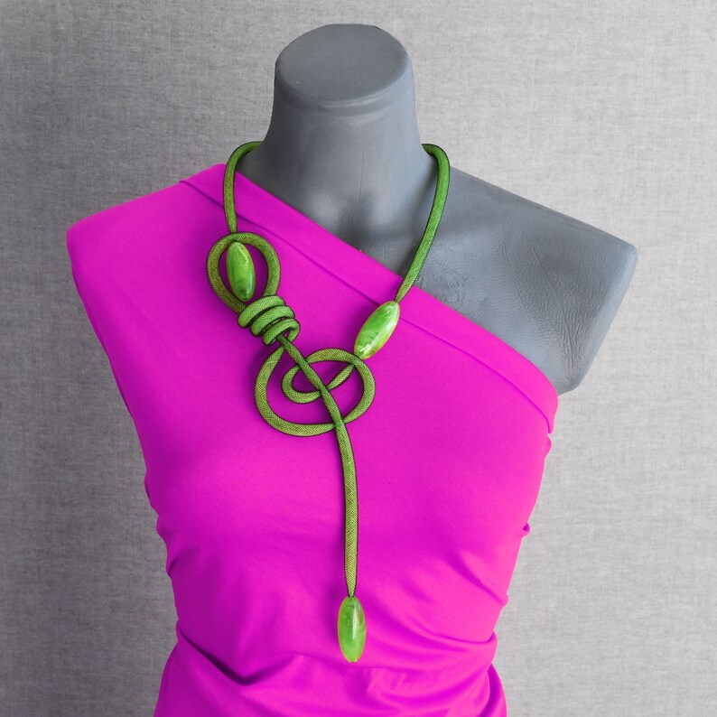 Vibrant Green Art Violin Key Inspired Necklace Contemporary Etsy