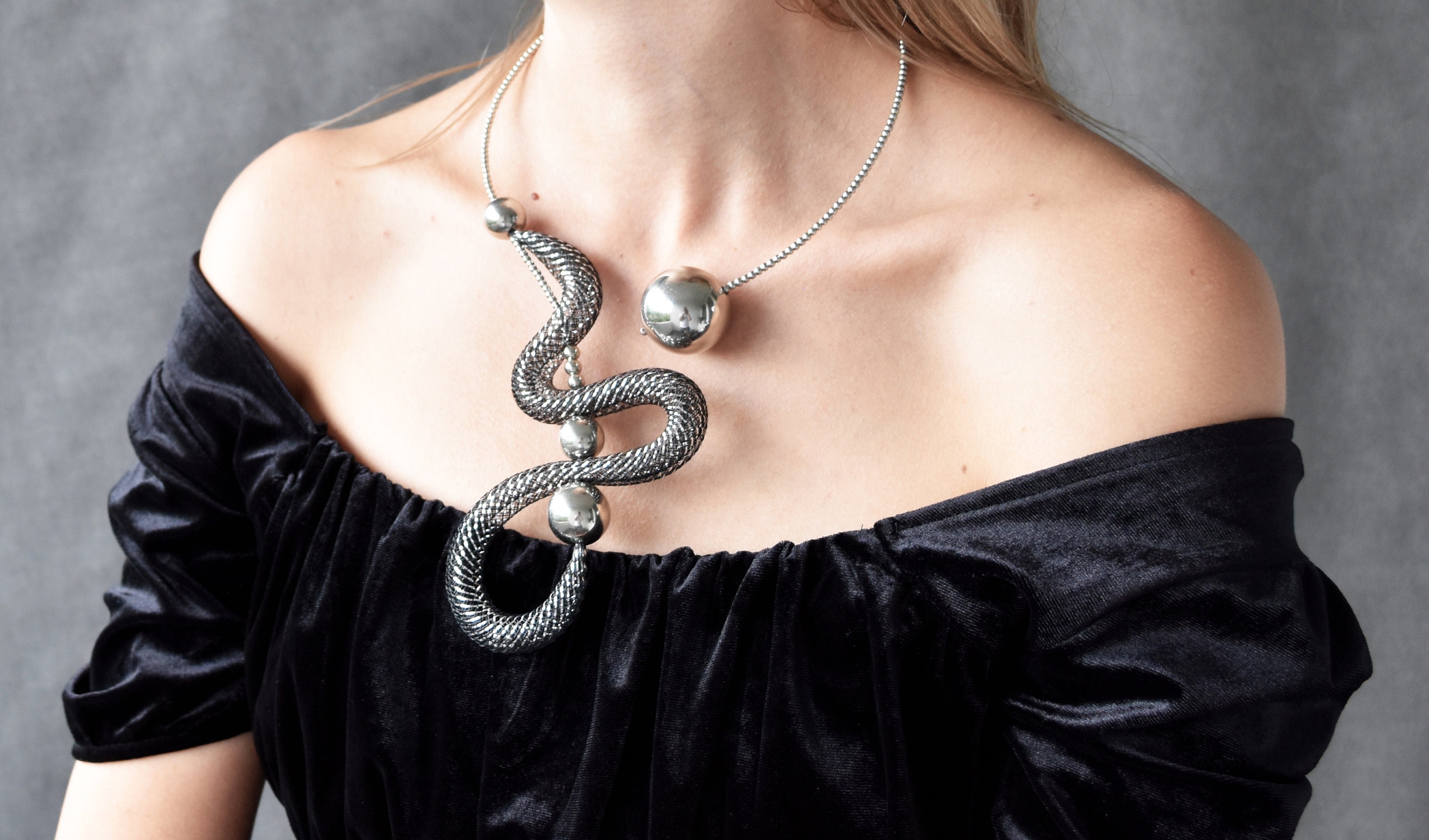 Open Collar Stylish Silver Open Necklace Asymmetric Etsy