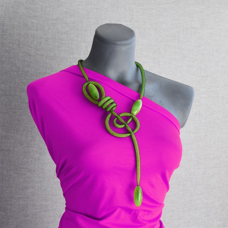 Vibrant Green Art Violin Key Inspired Necklace Contemporary Etsy