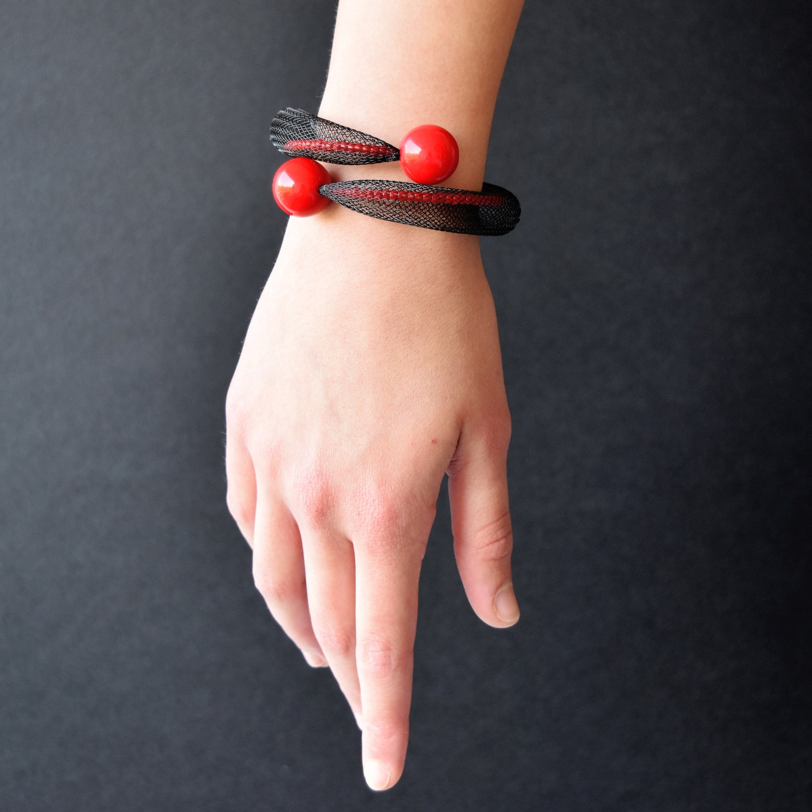 Black Cuff Bracelet, Contemporary Bracelet, Stylish Bracelet, Wrist