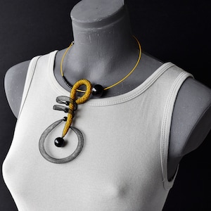 Spiral helix short necklace, Abstract necklace, Modern necklace, Contemporary necklace, Unusual mesh necklace, Fashion necklace