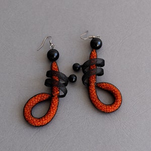 Helix earrings, Artistic earrings, Dance earrings, Drop earrings, Contemporary earrings, Mesh earrings, Unusual earrings, Handmade earrings