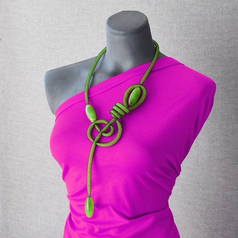 Vibrant Green Art Violin Key Inspired Necklace Contemporary Etsy