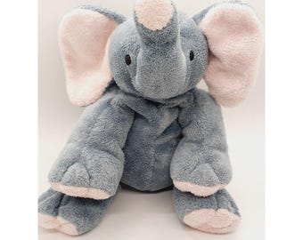 TY Pluffies Tylux Beanie Elephant WINKS Grey/pink/ 2002