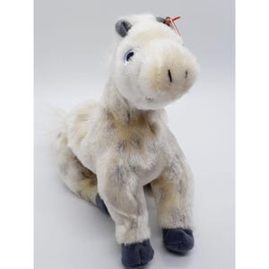 TY Lightning White & Gray Horse Beanie Baby - NEW with tags - Retired 08/08/03