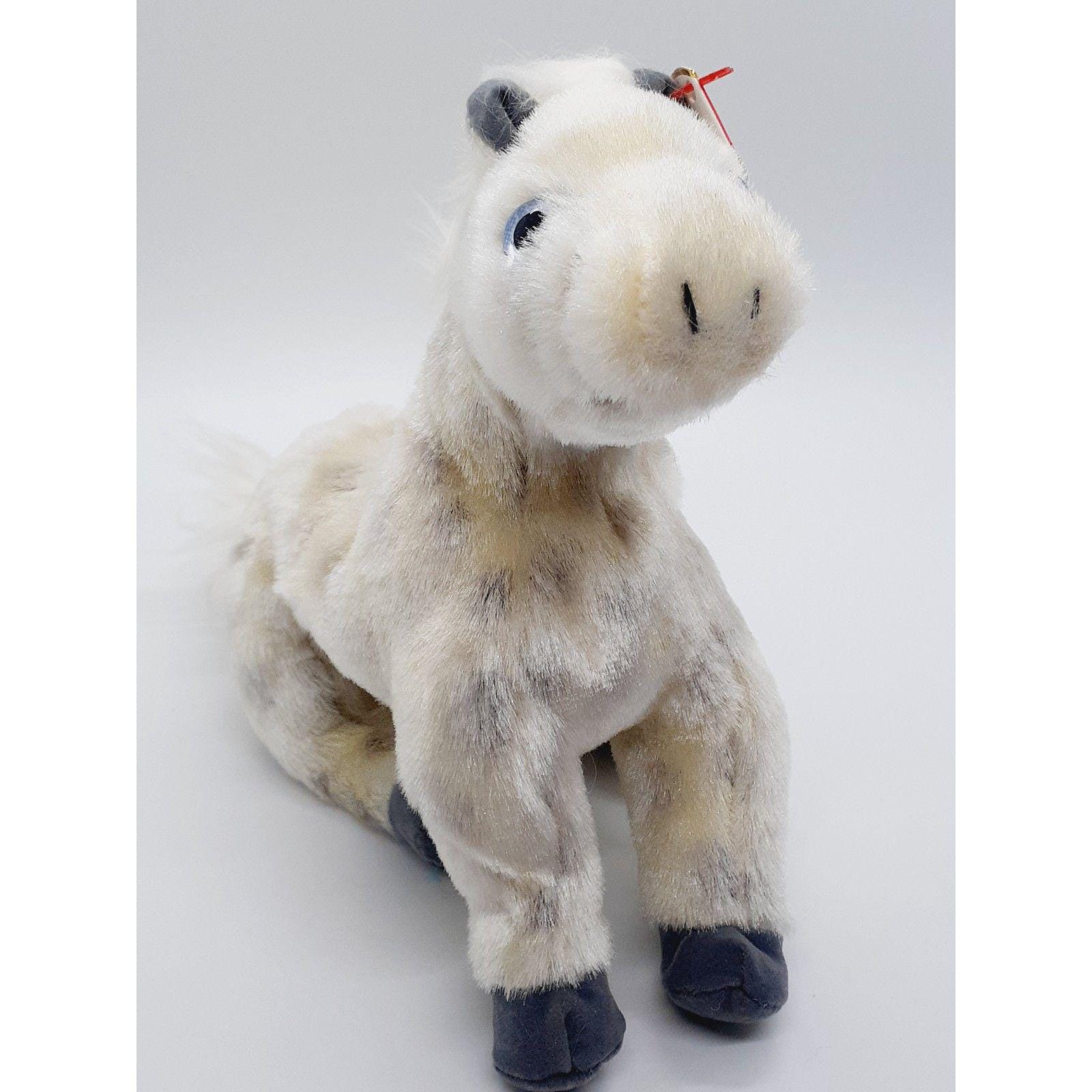 TY Lightning White & Gray Horse Beanie Baby - NEW With Tags