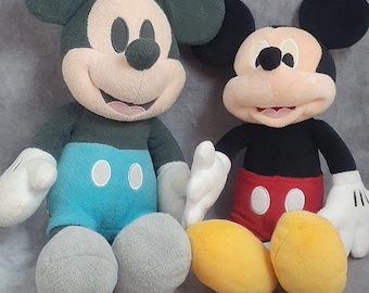 Disney Baby Blue & Black Mickey Mouse Plush and Disney Red/Yellow/Black Mickey Plush Toys - Set of 2