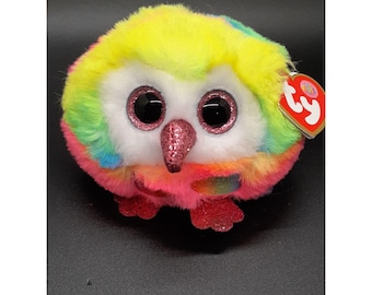 TY Puffies OWEN el búho arcoíris - NUEVO con etiquetas - 3 pulgadas