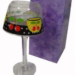 Mary Engelbreit Cherry Cherries Glass Votive Candle Holder
