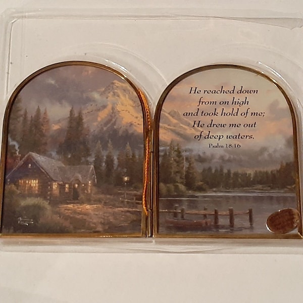 Thomas Kinkade "Lakeside Hideaway" Bifold Art Plaque - Enesco 2000 - NEW