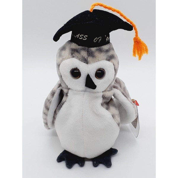 TY Wiser the Owl Class of 99 Beanie Baby - NEW with tags - Retired 08/27/99