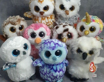 TY Beanie Boo Owls Penguin Beanie Babies, Your Choice - Whoolie, Spells, Owelette, Percy +