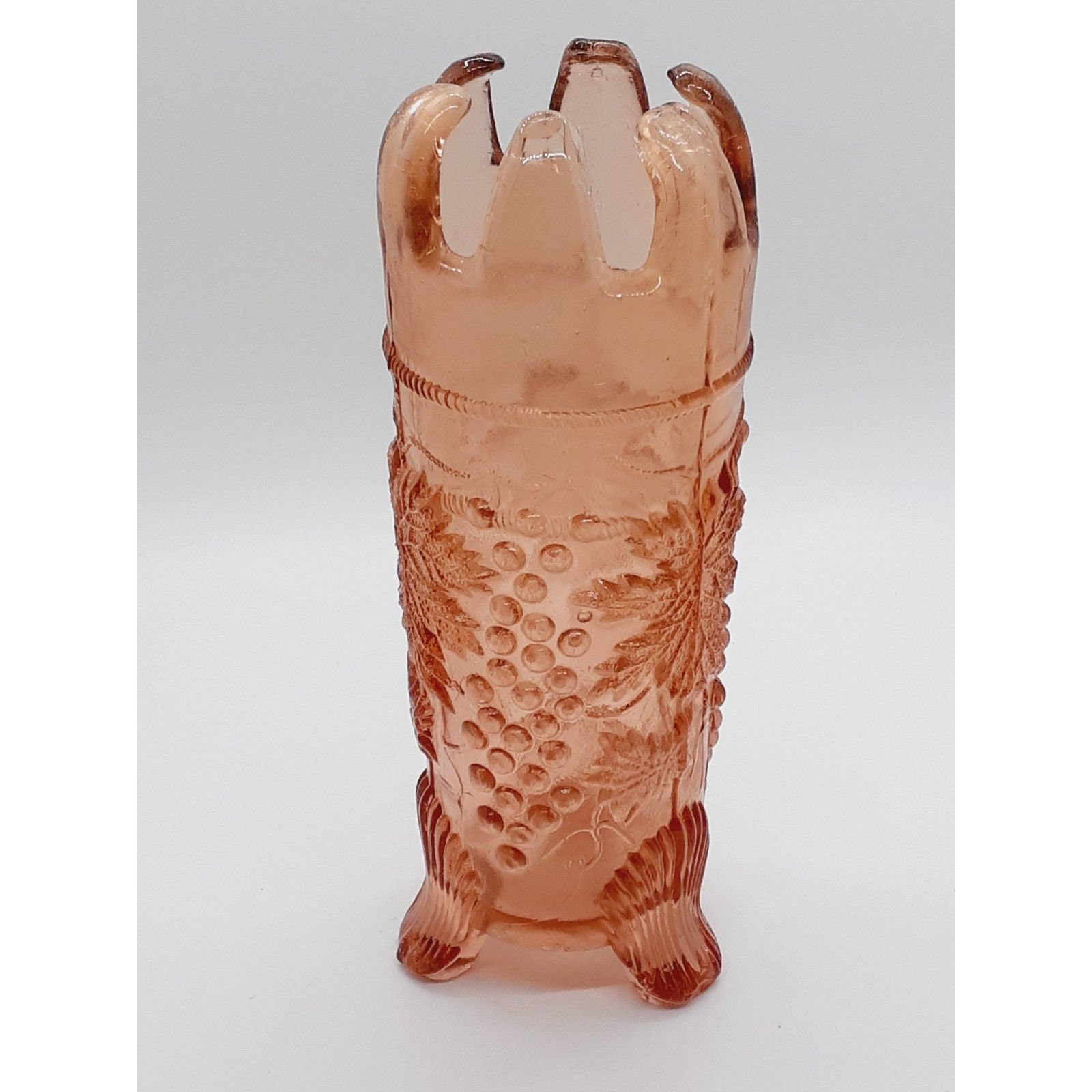 Pink Glass Hat Pin Vase Holder Grape Design Northwood  display picture 1