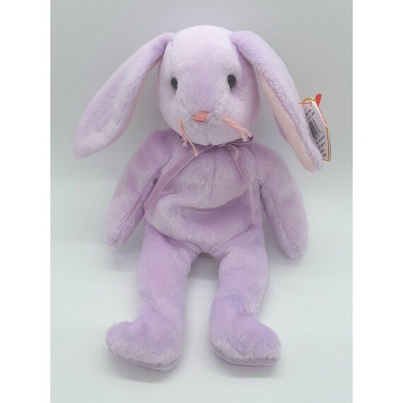 TY Floppity Lavender Rabbit Bunny Beanie Baby - NEW With Tags