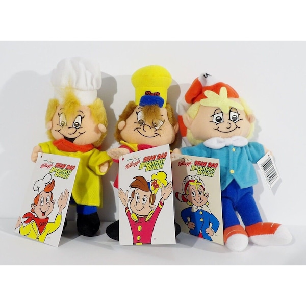 Snap, Crackle and Pop Bean Bag Cereal Buddies - Kellogg's Rice Krispies - 1997