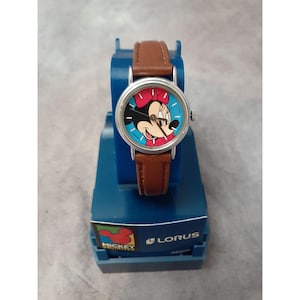 Mickey Unlimited Lorus Watch Minnie Mouse Brown Leather Band - Vintage 1990&#39;s