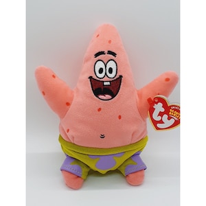 TY Patrick Star Beanie Baby Spongebob Squarepants - 7" Tall NEW w/tags - Retired 03/27/06