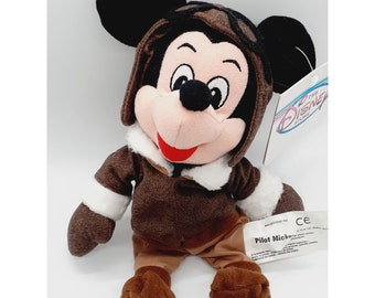 DISNEY Pilot Mickey Mouse 8" Bean Bag Beanie Baby - NEW with tags