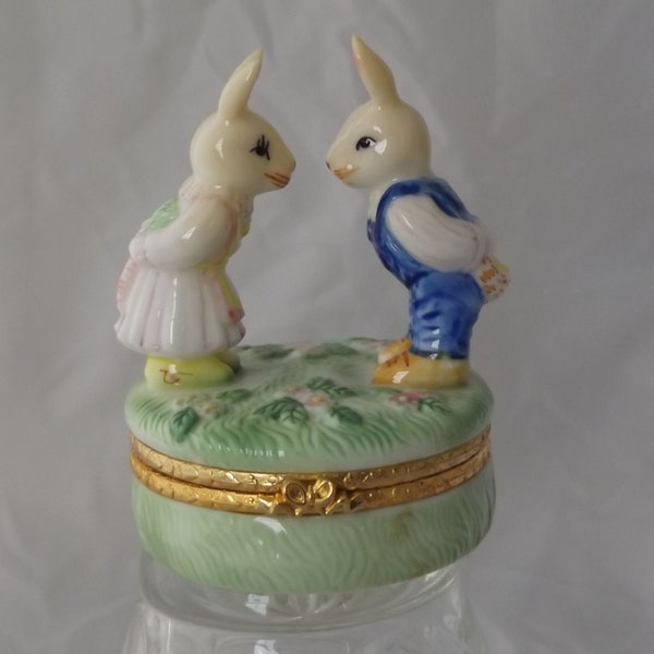 Porcelain Hinged Boxes - By Herco - Rabbit Couple, Shepherd & Animals, Snowman #1, Snowman #2, Slot Machine