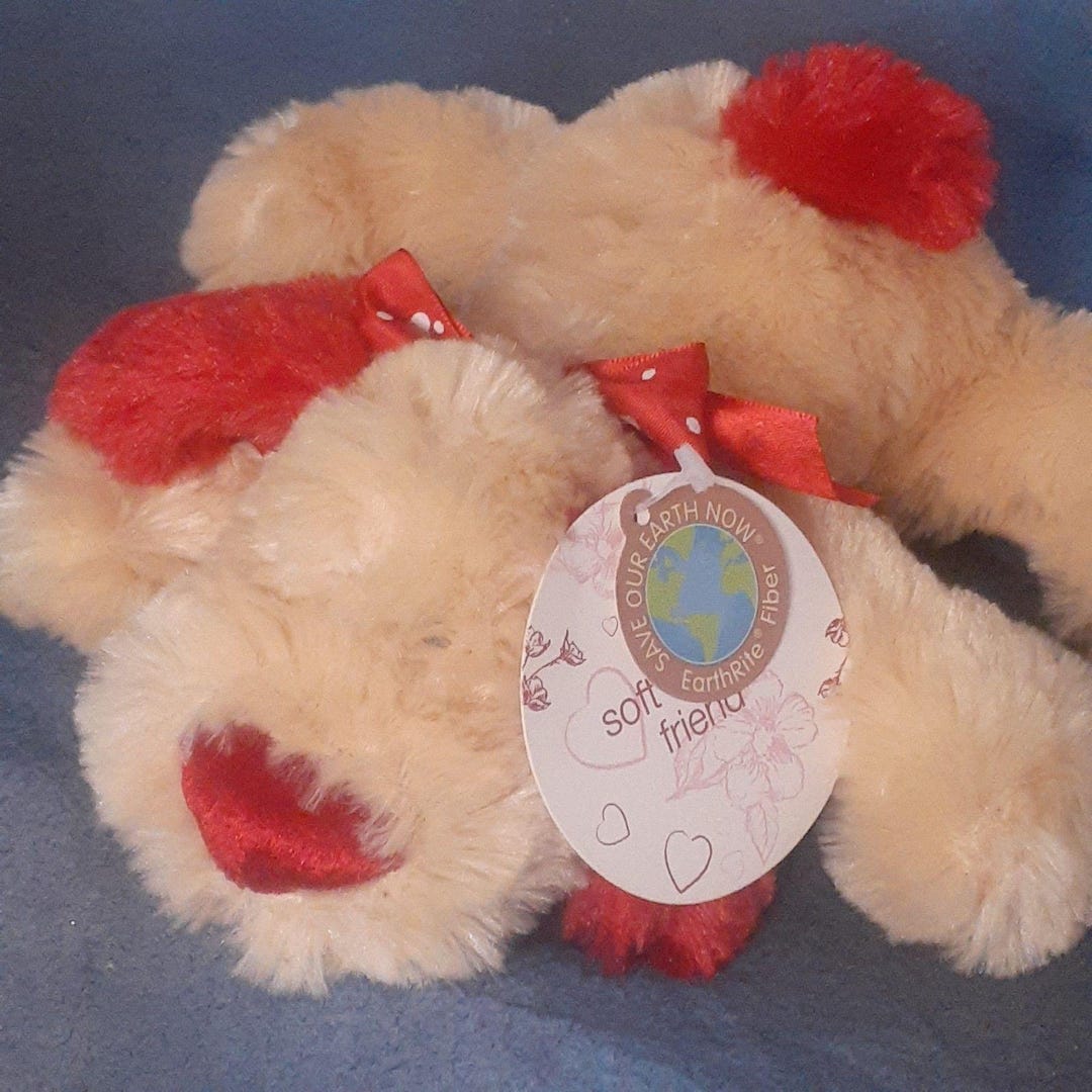 dandee-soft-floppy-puppy-dog-with-heart-bow-valentines-gift-new