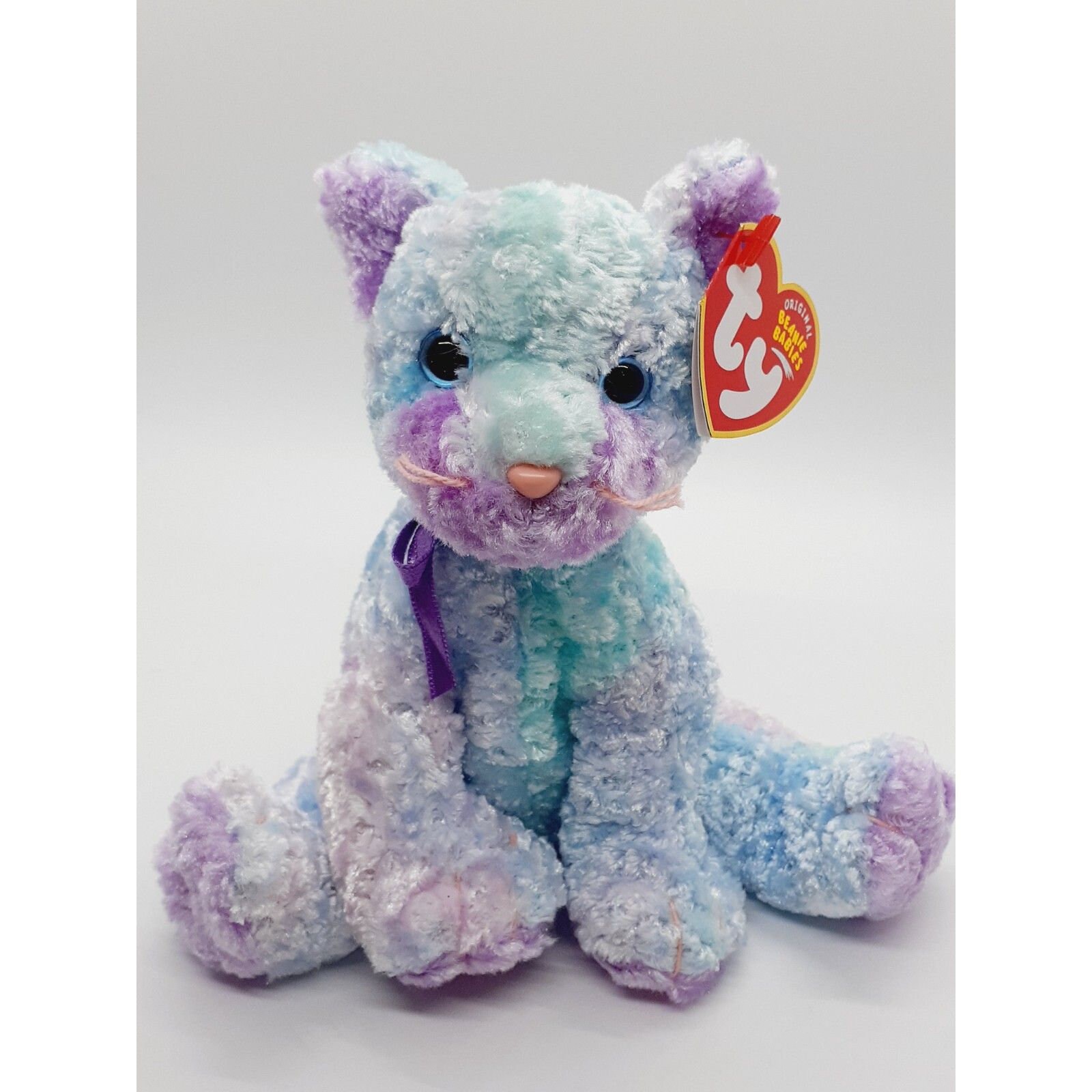 TY JAZ the Tie-dye Blue & Lavender Kitty Cat Beanie Baby - NEW W
