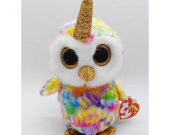 TY "Enchanted" the Colorful Owl Unicorn Beanie Boo Baby - Cute and Sassy!
