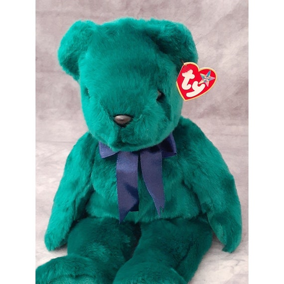 Ty ぬいぐるみベア 緑色 バディーズ TY Beanie Buddy Teddy Teal Green Old Face Bear Plush - (14 Inches