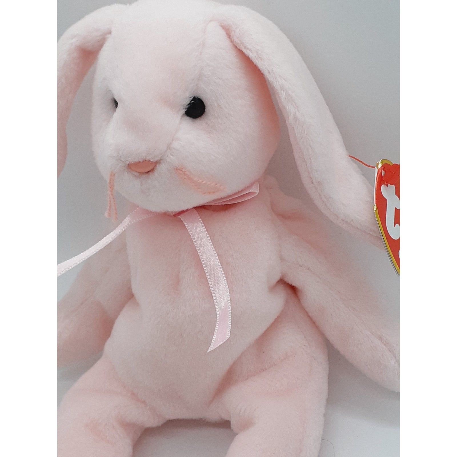 TY Hoppity Pink Rabbit Bunny Beanie Baby - 4th Generation With PVC