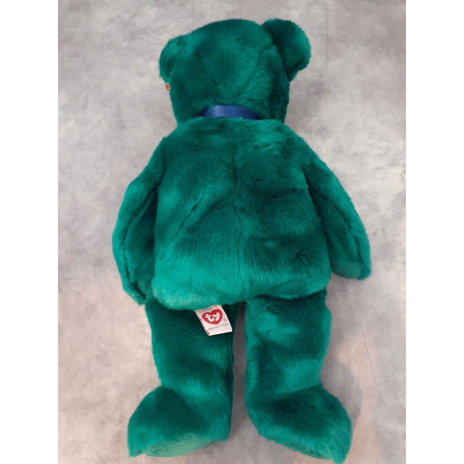 TY Beanie Buddy Teddy Teal Green Old Face Bear Plush - (14 Inches